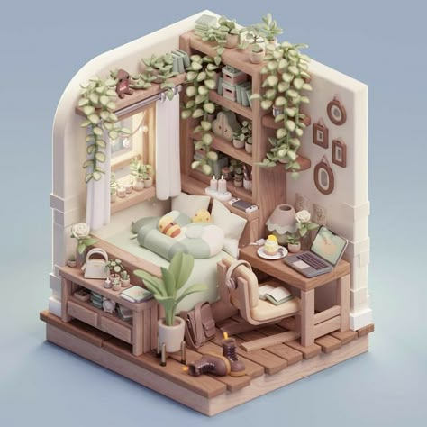 Isometric Rooms, Isometric Room, Blender Ideas, Cozy Desk, 3d Isometric, 3d Room, Blender Models, 3d Blender, Isometric Art