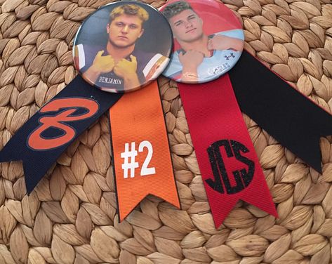 Rally Idea, Volleyball Senior Night, Basketball Senior Night, Cheer Banquet, Spirit Buttons, Homecoming Garter, Senior Football, Senior Night Gifts, Football Homecoming