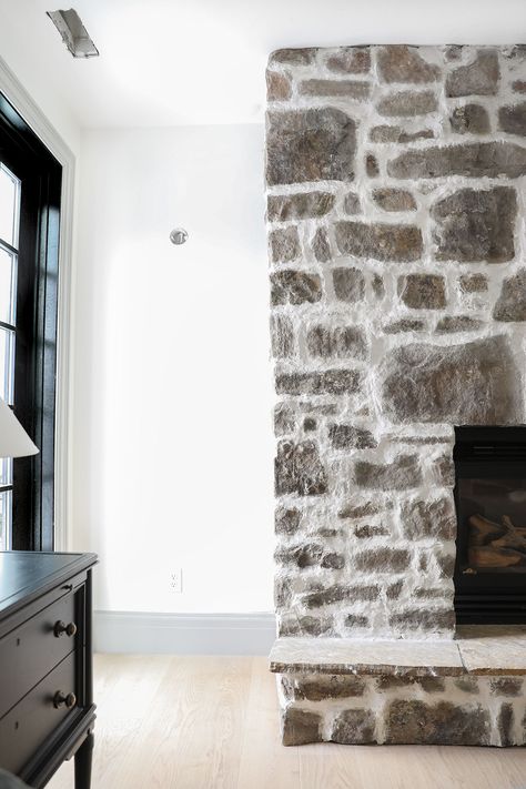 Fireplace Mortar, Stone Fireplace Makeover, Fireplace Redo, Rock Fireplaces, Chris Loves Julia, Fireplace Remodel, Diy Fireplace, Home Fireplace, Fireplace Makeover