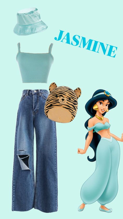 #jasmine Disney Bound Princess Outfits, Disney Character Inspired Outfits Casual, Cute Jasmine Costume, Jasmine Halloween Costume Diy, Jasmine Outfit Ideas, Princess Jasmine Disneybound, Jasmine Inspired Outfits, Princess Jasmine Inspired Outfit, Princes Jasmin Outfit