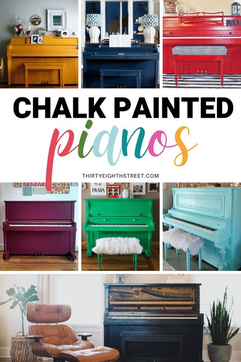 Chalk Paint Piano, Repurpose Piano, Paint A Piano, Piano Painted, Pretty Piano, Piano Makeover, Paint Piano, Spinet Piano, Piano Painting