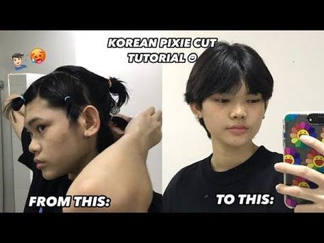 At Home Haircuts For Men, Short Hair Tutorial Cut, How Cut Hair At Home, Korean Pixie Cut With Bangs, Trim Haircut Men, Cute Tomboy Hairstyles, How To Cut Pixie Haircut Tutorial, How To Cut My Own Hair At Home, Cut Short Hair At Home