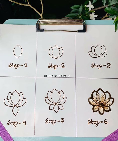 Mehendi Practice Sheets, Mehendi Practice, Lotus Henna, Flower Mehndi, Henna Flower Designs, Henna Flower, Beginner Henna, Organic Henna, Henna Tattoo Designs Hand