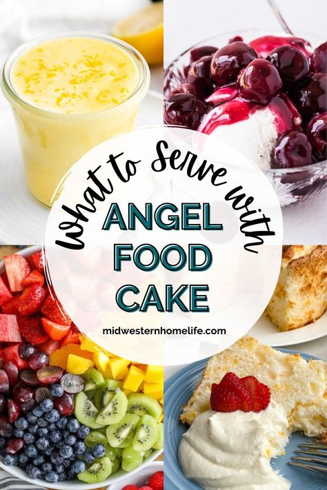 Wondering what to serve with angel food cake? Find 15 delicious toppings to turn a basic angel food cake into a spectacular dessert. Angel Food Toppings, Angel Food Cake Charcuterie Board, Angel Food Cake Dessert Ideas, What To Make With Angel Food Cake, Decorating Angel Food Cake, Dessert Recipes Using Angel Food Cake, Angel Food Cake Recipes With Fruit, Boxed Angel Food Cake Hacks, What To Do With Angel Food Cake