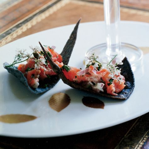 Texas Smoked Salmon Tartare Recipe - Dean Fearing | Food & Wine Salmon Tartare Recipe, Smoked Salmon Tartare, Salmon Smoked, Tartare Recipe, Smoked Salmon Appetizer, Salmon Appetizer, Salmon Dip, Smoked Salmon Dip, Salmon Tartare