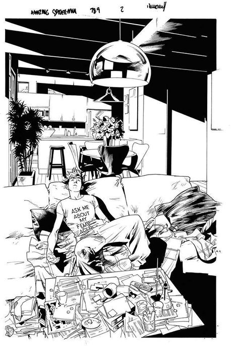 Stuart Immonen, ink by Wade Von Grawbadger Stuart Immonen, Comic Inspiration, Comic Layout, Scott Campbell, Ink Inspiration, Background Drawing, Comic Page, Comic Illustration, Logo Designs