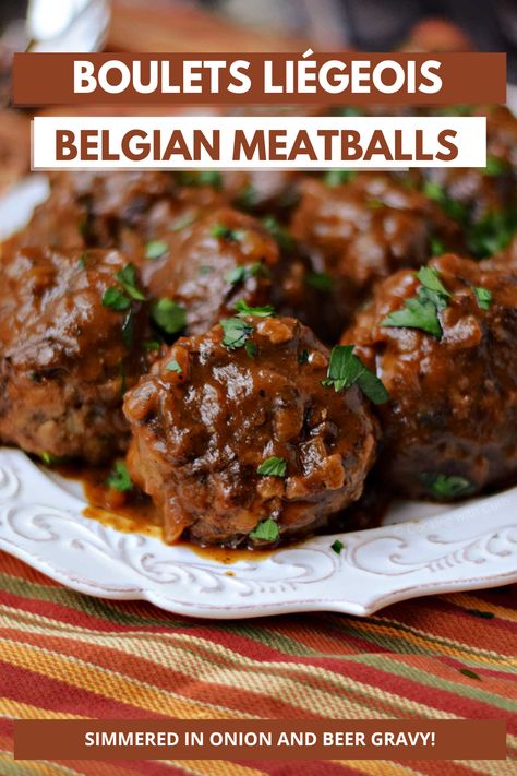 Belgian Meatballs Recipe, Belgian Dinner Recipes, Belgian Appetizers, Belgium Recipes Authentic, Belgium Meatballs, Belgian Meatballs, Belgium Recipes, Belgian Recipes, Apple And Onion