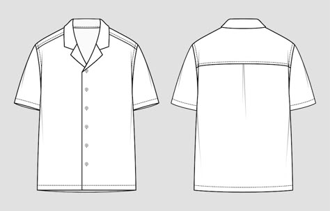 Shirt Sketch, Kemeja Lelaki, Shirt Drawing, Illustration Flat, Resort Shirt, Flat Sketches, Shirt Illustration, Half Shirts, Half Sleeve Shirts