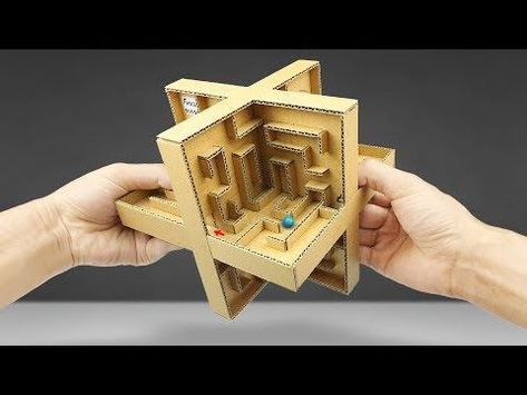 How to Make a 360° Labyrinth Marble Game from Cardboard - YouTube Marble Labyrinth, Diy Cardboard Toys, 3d Maze, Nail Organization, Organization Shelves, Labyrinth Game, Carton Diy, Woodworking Quotes, Crafts Simple