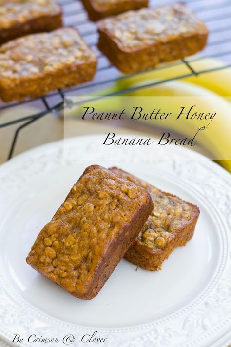 Peanut Butter Honey Banana Bread Honey Banana Bread, Homemade Banana Bread Recipe, Chocolate Chip Banana Bread Recipe, Crimson Clover, Peanut Butter Icing, Sweet Bread Rolls, Peanut Butter Banana Bread, Honey Bread, Peanut Butter Snacks