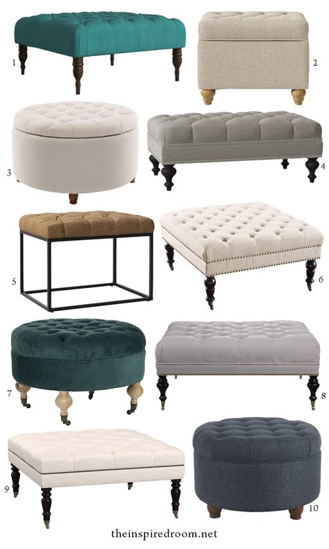 Bench For Coffee Table, Ottomans As Coffee Tables, Tufted Table, Ottoman Coffee Table Living Room, Tufted Ottomans, Tufted Coffee Table, Cofee Tables, Ottoman As Coffee Table, Square Ottoman Coffee Table