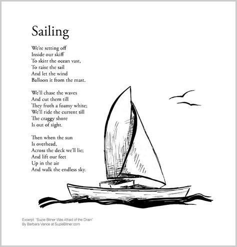 children's poem about sailing filled with sensory detail and imagery. Great for classroom reading lessons for the 1st, 2nd, and 3rd grade and for ESL lessons. Sensory Imagery Poems, 3rd Grade Poems, Website Storytelling, Imagery Poems, Utopia Ideas, Sea Poems, Boating Quotes, Childrens Poems, English Short Stories