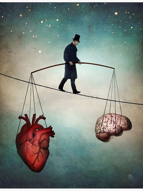 "The Balance " Poster by ChristianSchloe | Redbubble Christian Schloe, Kunstjournal Inspiration, Digital Art Software, Balance Art, Visual Metaphor, Hur Man Målar, Simple Acrylic Paintings, 판타지 아트, Ink Pen Drawings