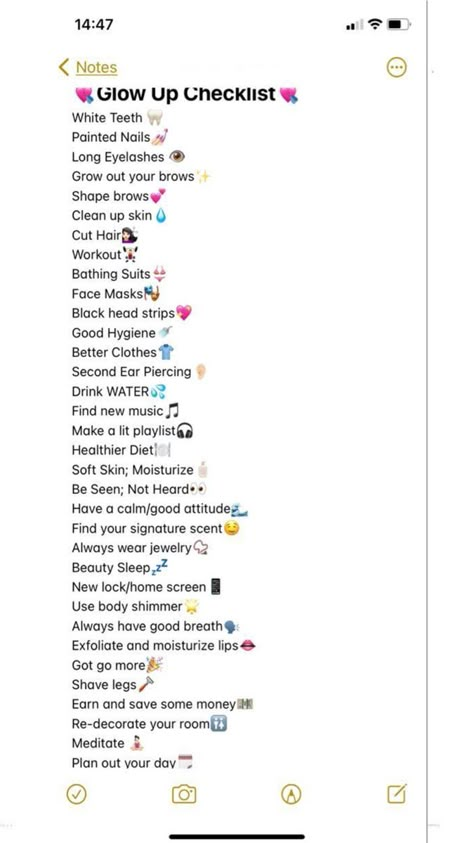 This is a checklist for glow ups!!🩷🩷 Glow Ups, Glow Up Checklist, School Routine For Teens, Summer Checklist, Summer Body Workout Plan, Beauty Routine Tips, The Glow Up, Self Care Bullet Journal, Glo Up