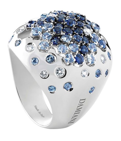 Damiani Paradise Ring - Diamonds and sapphires are sprinkled on top of a sleek, rounded 18k white gold ring. Discount Jewelry, Fabulous Jewelry, I Love Jewelry, Pretty Jewellery, Wholesale Jewelry, Quality Jewelry, Luxury Jewelry, Online Jewelry, Amazing Jewelry