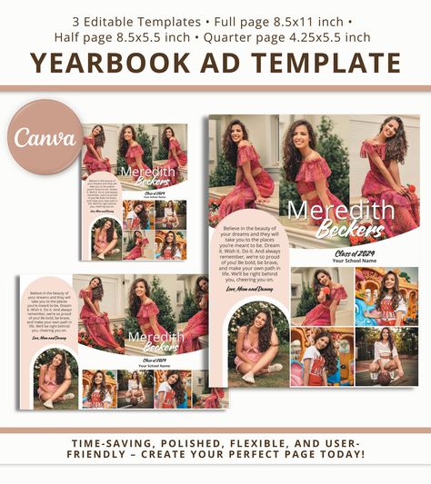 Senior Yearbook Page, Canva Yearbook, Graduation Yearbook, Yearbook Ad Template, Dedication Page, Yearbook Ad, Senior Ads, Yearbook Template, Yearbook Pages