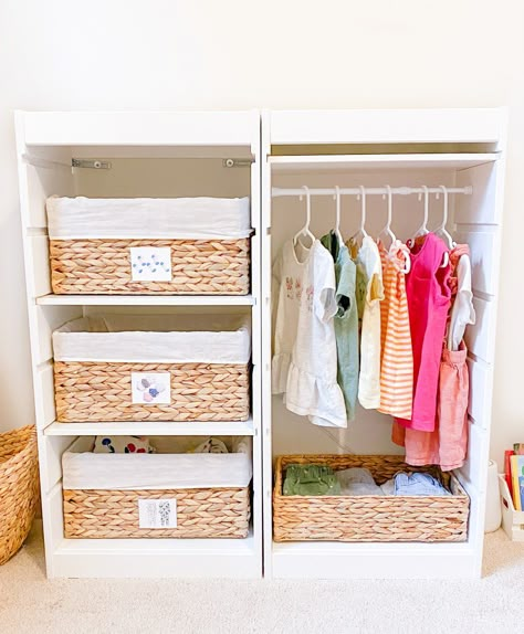 DIY Montessori Toddler Wardrobe with IKEA — Halfway Montessori Ikea Trofast Montessori Wardrobe, Kids Ikea Wardrobe, Montessori Ikea Wardrobe, Montessori Wardrobe Ikea Hack, Montessori Bedroom Ikea, Toddler Wardrobe Montessori, Toddler Wardrobe Organisation, Montessori Closet Toddler, Diy Montessori Wardrobe