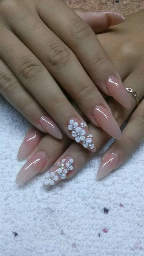 Almond Nails With 3d Flower, 3d Acrylic Flowers Nails, 3d Flower Nails Short, Almond Nails With Flowers, 3d Rose Nail Art, 3d Nail Flowers Acrylics, 3d Nail Designs Acrylics, 3d Floral Nails, 3d Acrylic Nail Art