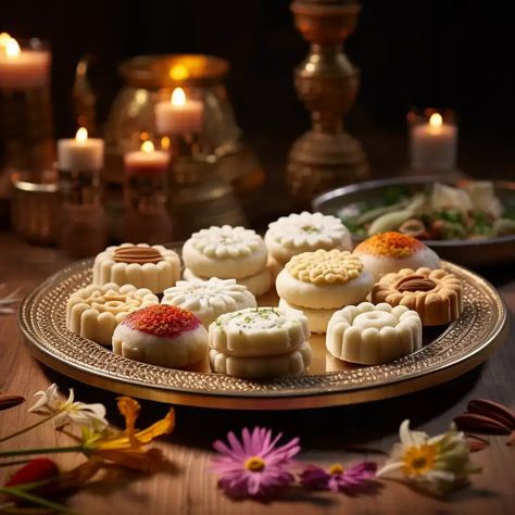 Delight in the art of Bengali sweet-making with our Sandesh recipe. Crafted from fresh chenna, each bite is a harmonious blend of purity and sweetness. With the subtle notes of cardamom and optional saffron, this dessert encapsulates the essence of Bengal's culinary heritage. Simple to prepare, yet rich in tradition, these Sandesh discs are adorned with pistachios or almonds for a touch of elegance. Perfect for celebrations or a sweet indulgence, our Sandesh invites you to savor the authentic taste of Bengal's sweet elegance. Bengali Sweets Photography, Sandesh Recipe, Bengali Thali, Bengali Sweets, Sweets Photography, Eggless Desserts, Flower Stencil, Evil Eyes, The Divine