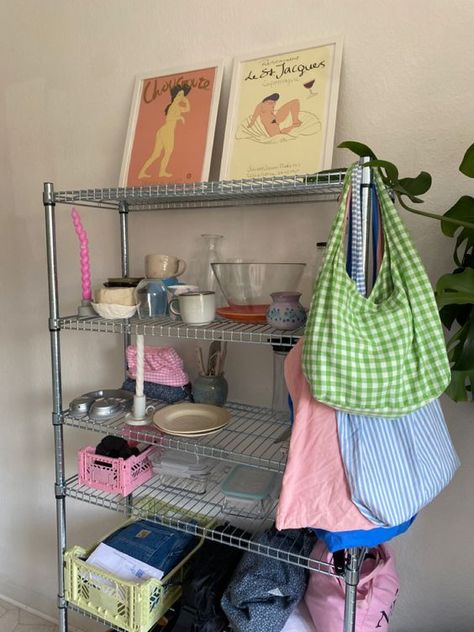 Student Room Aesthetic, Cph Style Room, Ikea Metal Shelves, Copenhagen Style Room, Garage Pantry, Cph Style, Nyc Rooms, Shelf Units, Standing Shelf