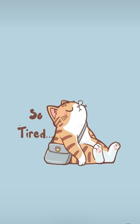 Cute Cat Vector Illustrations, Funny Illustration Cute, Tired Background, Kawaii Cats Wallpaper, Cat Cartoon Aesthetic, Animated Cat Wallpaper, Cute Cat Wallpaper Cartoon, Exhausted Cartoon, Cats Wallpaper Iphone