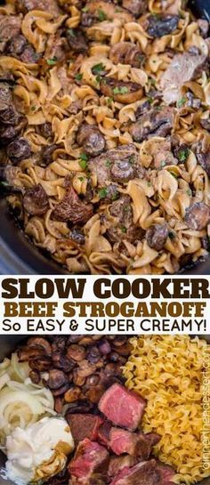 Slow Cooker Beef Stroganoff with tender, sliceable cuts of beef and noodles cooked together in the slow cooker with a rich creamy mushroom sauce. Crock Pot Stroganoff, Slow Cooker Ground Beef, Beef Stroganoff Crockpot, Cuts Of Beef, Beef Stroganoff Easy, Slow Cooker Beef Stroganoff, Creamy Mushroom Sauce, Stroganoff Recipe, Easy Dinner Recipe