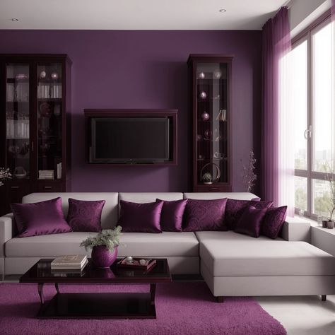 Colors, Plum. Home furniture. Plum Bedroom Decor, Plum Interiors, Plum Living Room, Evergreen Decor, Plum Bedroom, Blush Pink Living Room, Dark Interior Design, Purple Living Room, First Apartment Essentials