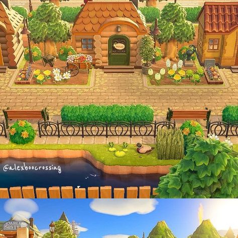 Acnh Multi Level Neighborhood, Animal Crossing Crop Ideas, Acnh Island Areas, Animal Crossing Islanders Homes, Country Animal Crossing, Animal Crossing Island Neighborhood, Natural Island Animal Crossing, Acnh Back Of Island Ideas, Animal Crossing Building Size