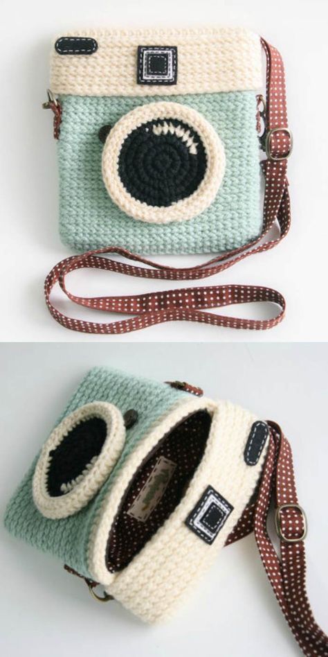 Camera Purse, Hadiah Diy, Tote Crochet, Confection Au Crochet, Crochet Clutch, Fun Crochet Projects, Crochet Diy, Bag Crochet, Crochet Bag Pattern