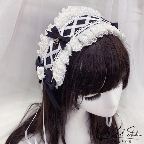 Kawaii Goth Accessories, Head Peices, Babydoll Goth, Dark Sakura, Maid Hat, Maid Headband, Girl Cosplay, Hairpin Lace, Off Brand