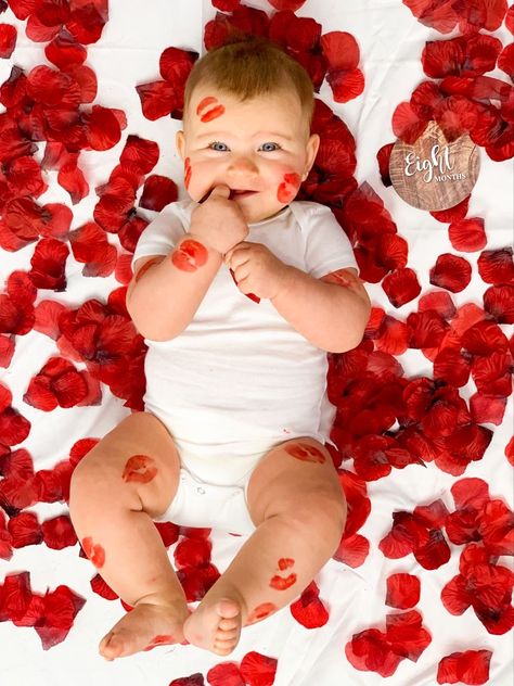 Easy Milestone Pictures, 2 Months Picture Ideas, Valentine Photo Baby Boy, Valentine Milestone Pictures Boy, 8 Month Baby Photoshoot February, Mom And Baby Valentines Photos, 7 Month Valentine Photos, February Milestone Baby Boy Picture, 4 Month Valentine Pictures