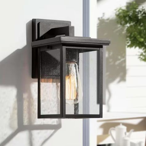 Alfresco Aesthetic, Outdoor Wall Light Fixtures, Modern Outdoor Wall Lighting, Black Lantern, Modern Outdoor Lighting, Patio Balcony, Lantern Design, Lantern Wall, Led Outdoor Wall Lights