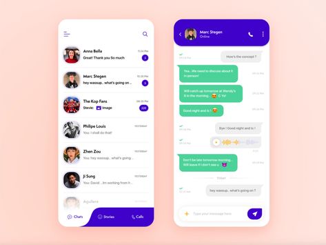 Chat App Screens by Vivek Jose on Dribbble Chat App Design, Chatbot Design, Show Me Love, Online Chatting, App User Interface, App Design Layout, Ui Design Trends, Mobile Application Design, Mobile App Design Inspiration