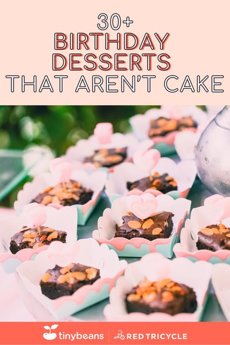 Birthday Desserts That Aren’t Cake. Think brownies, cake pops and birthday charcuterie boards! Birthday Dessert Ideas Other Than Cake, Alternate Birthday Cake Ideas, Birthday Desserts That Aren't Cake, Unique Birthday Dessert Ideas, Unique Birthday Desserts, Fun Birthday Desserts, Kids Birthday Dessert Table, Birthday Cake Alternatives For Adults, Birthday Cake Alternatives For Kids