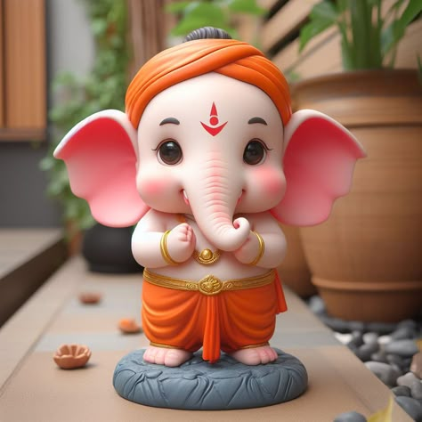 Mouldit Clay Ganesh Ji, Cute Ganpati Idol, Little Ganesha Cute, Baby Ganesha Murti, Ganesh Wallpapers, Office Reference, Ganesha Murti, Happy Diwali Images Hd, Arti Thali