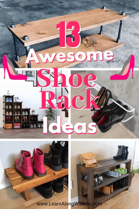 Homemade Shoe Rack, Shoe Rack Table, Diy Shoe Rack Ideas, Shoe Storage Design, Shoe Rack Ideas, Industrial Shoe Rack, Diy Shoe Storage, Wood Shoe Rack, Diy Shoe Rack