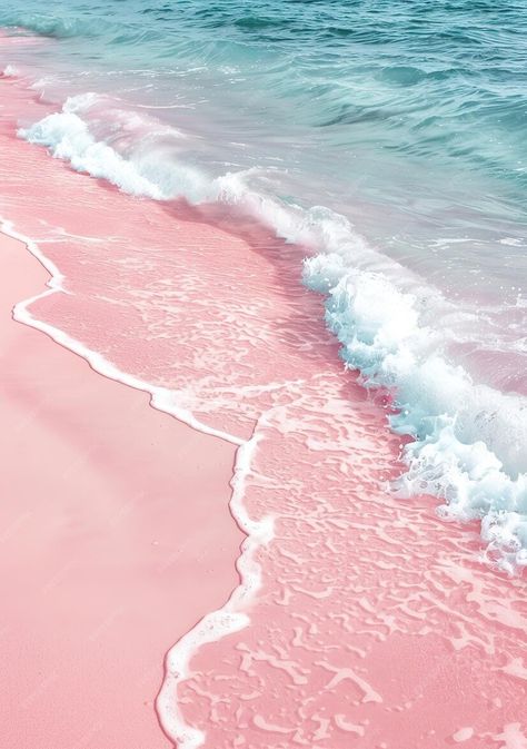 Premium Photo | Pink sand waves Pink Sand Aesthetic, Pink Beach Bahamas, Pinky Photos, Cute Pink Posters, Pink Ocean Aesthetic, Pink Beach Wallpaper, Pink Sand Beach Bahamas, Pink Beach Aesthetic, Pantai Pink