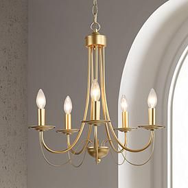 Durril 18 1/2" Wide Gold Iron 5-Light Chandelier Gold Bathroom Chandelier Master Bath, Small Gold Chandelier Bedroom, Gold Foyer Lighting, Bedroom Fixtures Ceilings, Small Gold Chandelier, Gold Chandelier Bathroom, Gold Chandelier Dining Room, Gold Chandeliers Dining Room, Beverly House