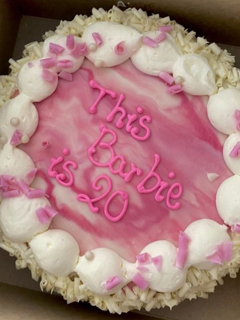 Barbie Themed 20th Birthday Party, Barbie Outfits Birthday, Barbie 20th Birthday Party, Barbie Cake For Women, Barbiecore Birthday Party, 20 Years Cake Ideas, 20 Years Old Birthday Cake, Barbie Aesthetic Party Theme, Barbie Birthday Aesthetic