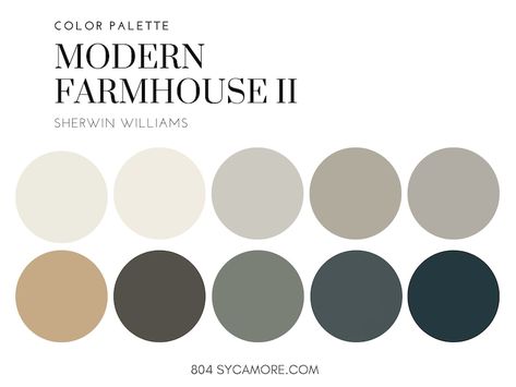 Modern Farmhouse II Home Color Palette, Sherwin Williams, Interior Paint Palette, Professional Paint Scheme, Color Selection, Interiors - Etsy Industrial Color Palette, Modern Farmhouse Color Palette, Interior Paint Schemes, Modern Farmhouse Paint Colors, Farmhouse Color Palette, Farmhouse Color Scheme, Interior Paint Palettes, Home Color Palette, Kitchen Color Palettes