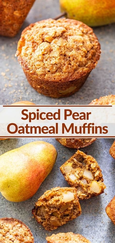 Pear Breakfast Recipes, Fall Baking Apple, Pear Muffins Recipes, Pear Breakfast, Ginger Oatmeal, Runner Recipes, Autumn Salads, Pear Oatmeal, Recipe Runner