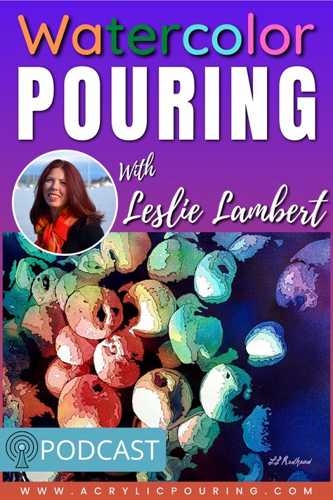 Watercolor pouring is an amazing technique and it allows us to make wonderful works of art. In this week’s Fluid Art podcast you are going to meet Leslie Lambert and her amazing work using watercolor. If you like this kind of art and are eager to learn more about her watercolor pouring techniques, then you can’t miss this episode! #acrylicpouring #fluidart #fluidartpainting #painting #art via @acrylicpouring Watercolor Pouring Technique, Watercolour Pouring Technique, Watercolour Masking Fluid Ideas, How To Make Liquid Watercolors, How To Use Pouring Medium, Watercolor Pouring, Dip Technique With Acrylic Pour, Watercolor Beginner, Liquid Watercolor