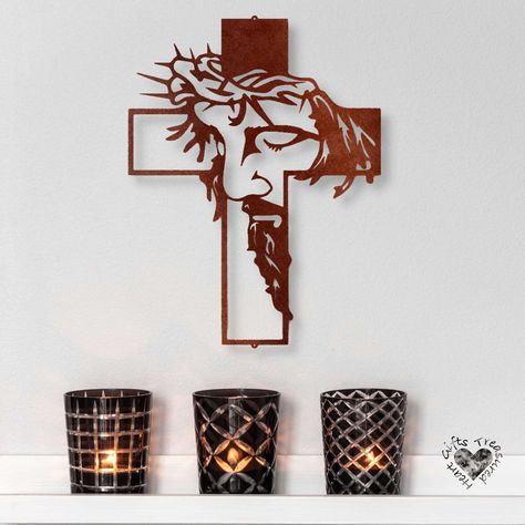 Thanks for the kind words! ★★★★★ "Made a wonderful Easter gift! Love the material it is made from!" Spencer L. https://etsy.me/3NOzDsS #etsy #baptism #easter #entryway #steelsign #religious #jesusdecoration #faithcrosssign Wall Silhouette, Vintage Kitchen Signs, Jesus Decor, Cross Sign, Cross Wall Art, Christmas Wall Hangings, Silhouette Christmas, Christian Wall Decor, Decorative Wall Art