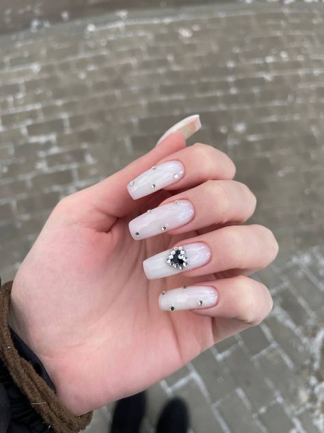 Mickey Nails, Nails 2017, Milky Nails, Goth Nails, Her Nails, Soft Nails, Summer Acrylic Nails, Diamond Nails, Fire Nails