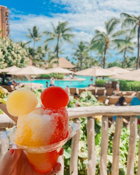 Summer is here - what better way to spend it than eating Mickey shaped shave ice in Hawaii! 🌺 📍 Aulani, a Disney Resort & Spa Alani Disney Resort Oahu Hawaii, Disney Hawaii Aulani, Hawaii Aulani, Disney Hawaii, Graduation 2025, Tropical Aesthetic, Shave Ice, Aulani Disney Resort, Disney Aulani