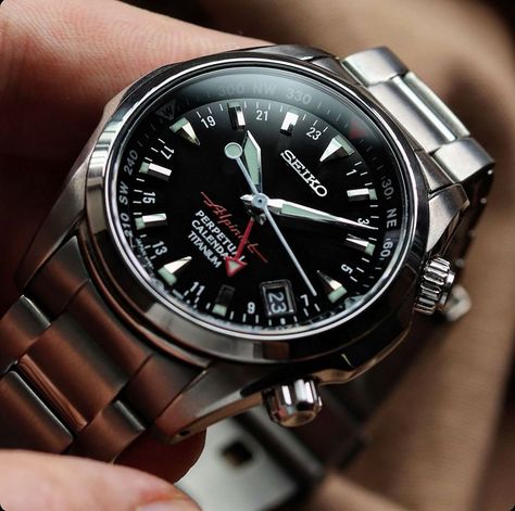 Toby Sho Takahashi | GMT Alpinist - Full lume dial This is the SBCJ021, perhaps the most overloaded Seiko Alpinist. The watch features a true GMT hand, a… | Instagram Hand Moves, Seiko Alpinist, Grand Seiko, Perpetual Calendar, January 13, The Watch, Second Hand, Crown, Instagram