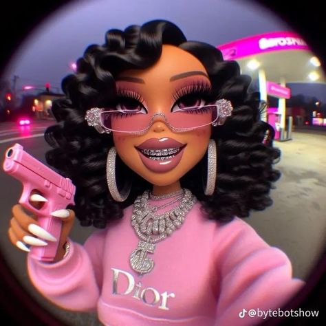 PẼRRŶ🦈 on TikTok Baddie Pfp Pink, Black Bratz, Black Bratz Doll, Y2k Background, Eye Makeup Pictures, Cute Backgrounds For Phones, Afrocentric Art, Swag Cartoon, Bratz Doll