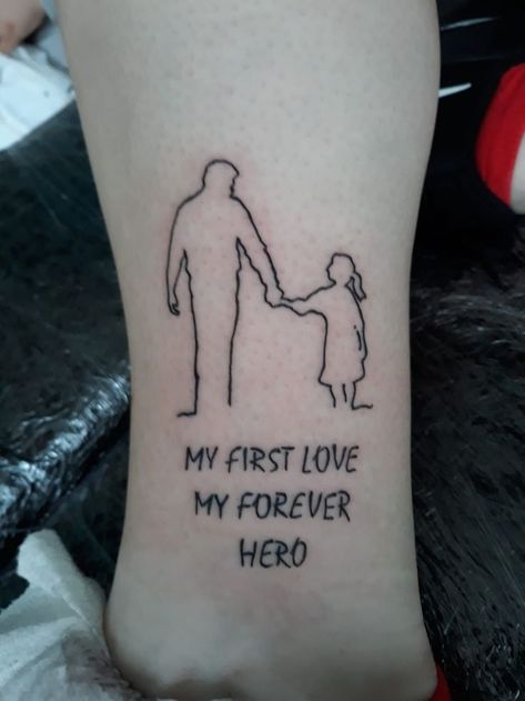 Dad Inspired Tattoos, Father Tattoos In Memory Of, In Memory Of Dad Tattoo Daughters, Grandpa Memorial Tattoo, Dad Tattoos For Daughter, Family Tattoos Ideas, Rip Tattoos For Dad, Dad Daughter Tattoo