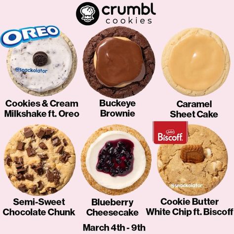 Crumbl Cookies is bringing some favorites this week along with two cookie collabs: Blueberry Cheesecake: A chilled graham cracker cookie topped with creamy cheesecake frosting and blueberry topping. Caramel Sheet Cake: A fluffy caramel sugar cookie smothered in a deliciously smooth caramel glaze. Buckeye Brownie: A decadent treat with layers of chocolate brownie, peanut butter, and a smothering of melted semi-sweet chocolate. Cookies & Cream Milkshake ft. Mini OREO: A chilly cookies & cre... Caramel Sheet Cake, Brownie Peanut Butter, Cookies And Cream Milkshake, Cheesecake Frosting, Crumble Cookie, Modern Decals, Graham Cracker Cookies, Cookie Toppings, Blueberry Topping