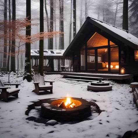 Snow | cozy hut | winter | Christmas Winter Cabins, Cabin In Woods Aesthetic, Christmas Log Cabin, Cabin Winter, Snow Cabin Aesthetic, Winter Houses, Ontario Winter, Cozy Christmas Cabin, Montana Cabin